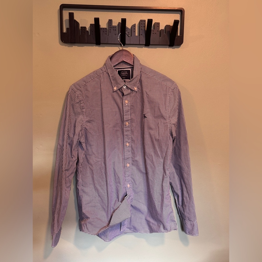 Charles Tyrwhitt Poplin Casual Button Down Blue Gingham